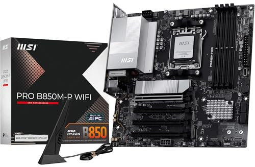 MSI PRO B850M-P WIFI Motherboard, mATX - Supports AMD Ryzen 9000/8000 / 7000 Processors, AM5 - DDR5 Memory Boost (8200+ MT/s OC), PCIe 5.0 x16 & 4.0 x16, M.2 Gen5, Wi-Fi 7, 5G LAN