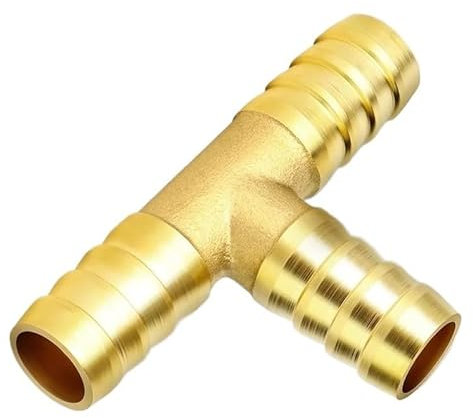 JINFEUGE Raccords Cannelés En T En Laiton Avec 6 Colliers de Serrage, Raccords Unions 3 Voies, 2 Adaptateurs Pour Tuyau D'Air, Eau, Gazole/8Mm