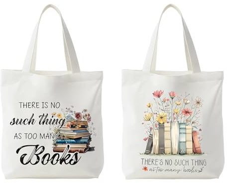 Komergave Buchliebhaber Geschenke, Stoffbeutel Bedruckt Tragetasche Damen mit Langen Henkeln, Beidseitiger Druck Einkaufstasche, Tote Bag für Einkaufen, Reisen und Fitnessstudio