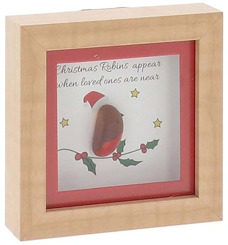 Shudehill Giftware Pebble Glass Mini Plaque Xmas Robin