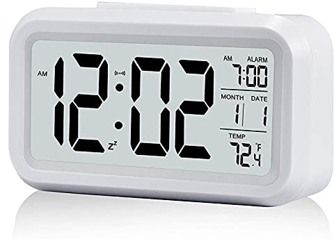 Extraible Digital Alarm Clock Bedside, LED Display Digital Clocks with Temperature Big LCD Digit Display, Battery Alarm Clock with Snooze, 12/24Hr for Bedroom Travel Office