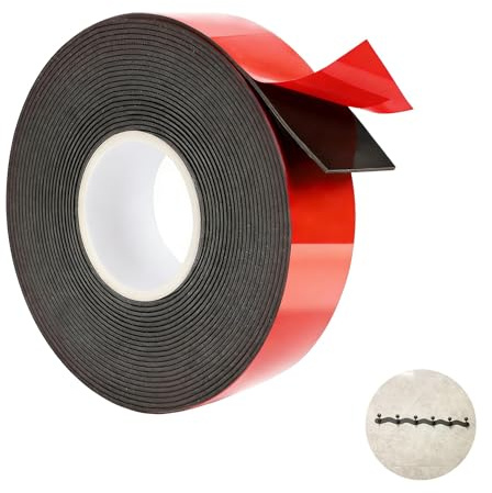 XiDeShop Cinta Adhesiva Doble Cara Extra Fuerte 25mm X10M, Acrílica Resistente Al Agua, Soporta Altas Temperaturas Y UV,para Decoración De Hogar Y Oficina, Negro, Uso Fácil Y Seguro