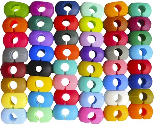 Bangbobi - 48 Segnabicchieri in Silicone Riutilizzabili, Anelli a C Colorati per Differenziare Bicchieri da Vino e da Bevanda a Feste, Matrimoni, Eventi