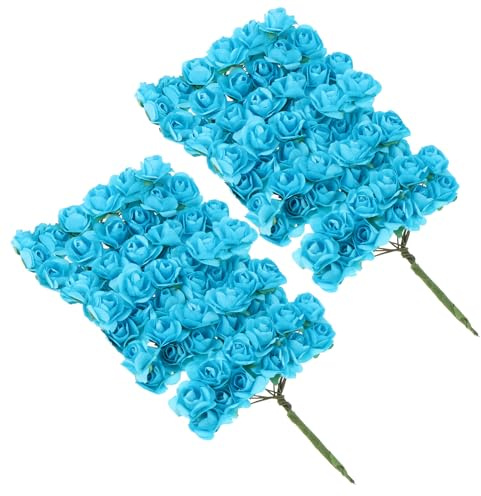 BESTonZON 144 Pezzi Fiori di Rosa Artificiali in Carta Sfumatura Blu Oceano, Addobbi Floreali per Decorazione Casa, Ufficio e Eventi, Bouquet di Fiori di Carta Romantici e Resistenti