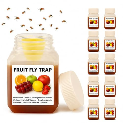 Afenau - Trappola per moscerini della frutta, altamente efficace, con imbuto, cattura mosche della frutta, protegge le piante, uccide mosche della frutta, fino a 3 settimane, per interni, casa e