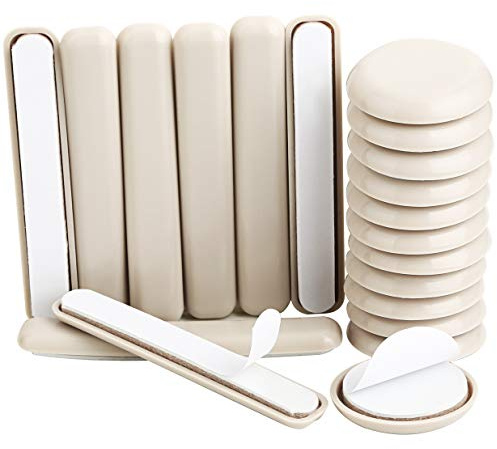 Liyic 20-Pack Furniture Sliders for Carpet,12 PCS 1-11/16 inch Round Furniture Sliders Plus 8-Pack 1/2*4 Bar Furniture Moving Pads,Furniture Slider,Furniture Mover, Carpet Slider Floor Sliders