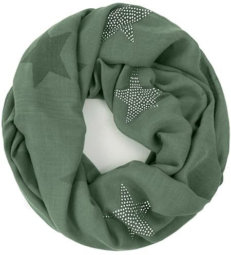 Gloop Loop schal leichterLangschal mit Sterne Muster Schlauchschal Tuch Viele Farben
