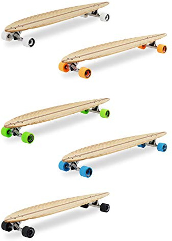 Two Bare Feet 'The Chuck' 44 Pintail Bamboo Longboard Skateboard – 8-Ply Maple/Bamboo Complete Cruiser with 70mm Wheels & ABEC 7 Bearings