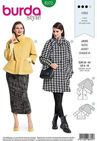 Burda Schnittmuster 6372 Jacken, Mäntel 36-46