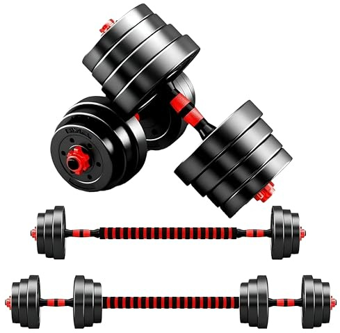Strongway® Adjustable Dumbbell and Barbell Set - 20KG 30KG 40KG 2-in-1 Free Weights With Connecting Rod for Home Gym Weight Lifting