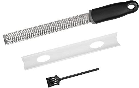 Intirilife Rallador de Mano Acero Inoxidable Negro 32 cm – Rallador de Queso, Cítricos y Cáscara, Rallador Fino para Parmesano, Limón, Ajo, Especias y Chocolate