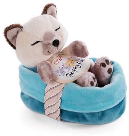 NICI Mjuk Leksakskatt I Korg 12 cm – Sleeping Pets Gosig Leksak Siamesiska Katter för Flickor, Pojkar och Bebisar – Fluffigt Gosedjur Att Kela, Leka och Sova Med – Mysiga Plyschdjur