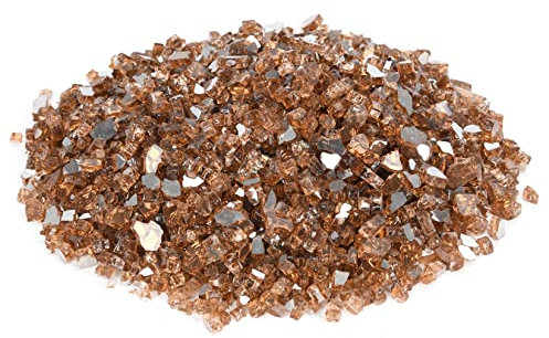 vchin Feuerstelle Glassteine 9,1 kg, Kupfer Feuerglas für Propan Feuerstelle, Kamin und Outdoor Deko 1/4 Zoll Reflektierende Feuerglas Perlen