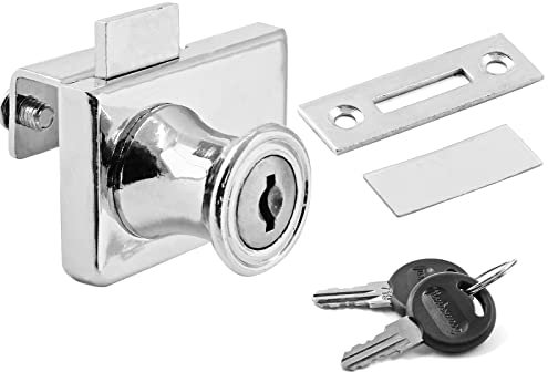 LDEXIN Verrou de porte double porte avec clés, serrure de porte en verre en alliage de zinc sans perçage, serrure de sécurité pour verre de 5 à 9 mm d'épaisseur