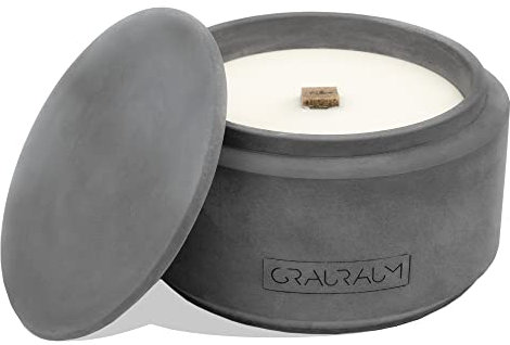 GRAURAUM Kerzenfresser mit Dauerdocht: Kerzen einschmelzen - 15cm x 9cm Tischfeuer inkl. Deckel als großes Outdoor-Feuer - Kerzenfeuer Outdoor-Kerze mit langer Brenndauer - nachhaltiges Rapswachs