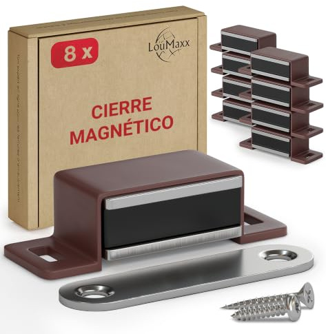 LouMaxx Pestillo magnético fuerte – Fuerza de sujeción 4 kg – Juego de 10 en Negro-Acero inoxidable – Imán para puerta