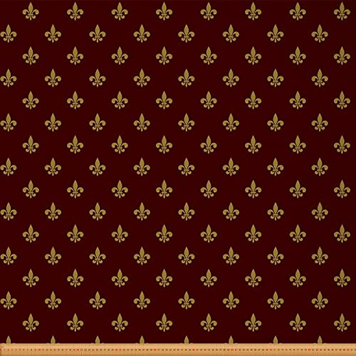 Loussiesd Fleur de Lis Stoff Meterware Vintage königliches Blumenmotiv Polsterstoff für Stühle und Heimwerkerprojekte romantische Lilie dekorativer wasserdichter Stoff 184x150cm braun