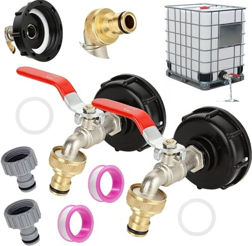JMIATRY 2 Pezzi 1/2'' Rubinetto Per Cisterna 1000 Litri, Raccordo Cisterna 1000 litri, Rubinetto Cisterna 1000 Litri per tanica plastica per IBC Vasca da 1000L