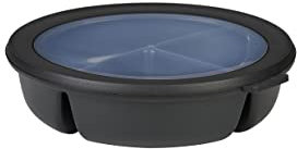 Mepal – Scodella bento bowl Cirqula – Contenitore bento box per frigo, freezer e microonde – 3 scomparti per separare gli alimenti – Contenitore per la preparazione dei pasti – Nordic black