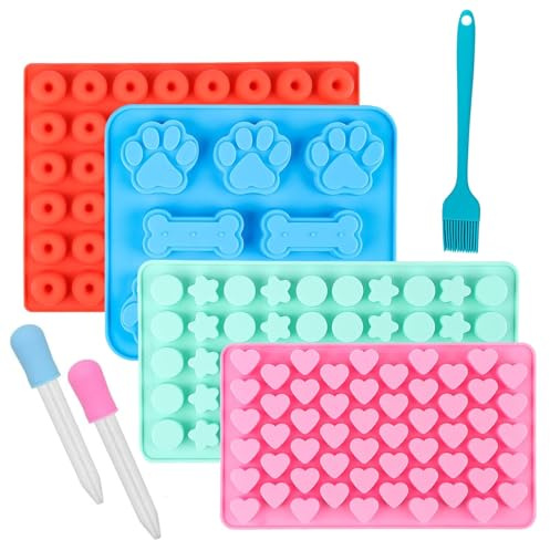 Encuryna 7 Stück Backmatten für Hundeleckerli, Silikon Backmatte für Hundekekse, Silikonmatte Backform mit Backpinsel, Hundepfoten Silikonformen für Muffin Cupcake Süßigkeiten Hundekekse Backmatte