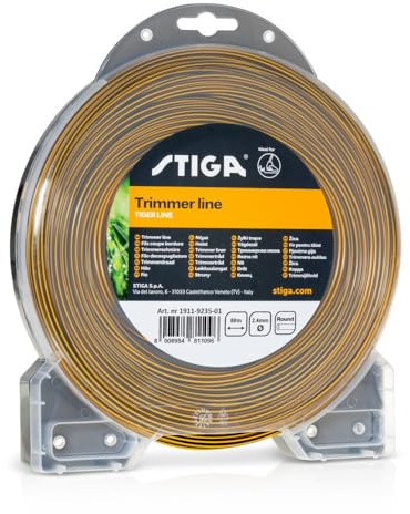 STIGA 1911-9235-01 Tiger Trimmerschnur, 87 m, Ø 2,4 mm – Geschichtetes Nylon, Rund – Für Rasentrimmer Und Freischneider