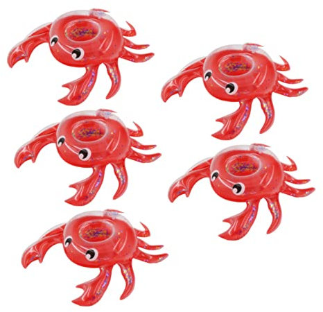 BESTonZON Schwimmender Getränkehalter Krabbenform Pailletten 5 Stück Aufblasbar PVC Untersetzer Tassenhalter Wiederverwendbar Pool Strandparty Wasserspielzeug für Kinder Outdoor