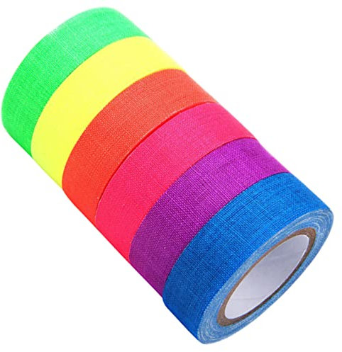 iplusmile 6rollen Neon-klebeband Uv-fluoreszierendes Band Leuchtendes Band Für Dunkle Umgebungen Schwarzlicht-partydekor Bühnen-dekorationsband Sichtbares Markierungsklebeband Für Innen Und