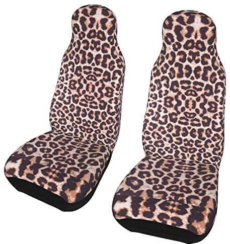 Leopard Autositzbezüge, Vordersitze, Automattenbezüge, 2er-Set, Autozubehör, Innenschutz für Damen, universell passend für die meisten Autos, SUV, Limousinen, LKWs