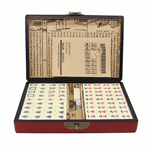 ZEONIK Mahjong Tragbares Mini-Mahjong-Set, chinesisches Mahjong-Spiel, Reise-Mini-Mahjong-Set, Mahjong-Karten, Puzzle-Spiel, Geschenke, Familienunterhaltung Mahjong Spiel