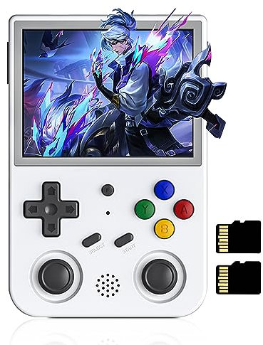 Anbernic RG353V Handheld Spielekonsole kompatibel mit Dual OS Android 11 and Linux System, Support 2.4G/5G WiFi 4.2 Bluetooth 64G SD Card, 3200mAH Hochkapazitätsbatterie,Weiß
