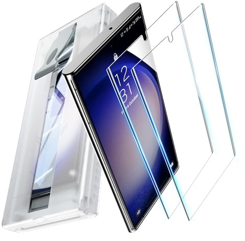 UniqueMe für Samsung S22 Ultra/S23 Ultra Schutzfolie PET Folie - 2 Stück | Displayschutz für Samsung Galaxy S22 Ultra/S23 Ultra, 3D Vollabdeckung, Auto Installation, Fingerabdruck-ID Unterstützen