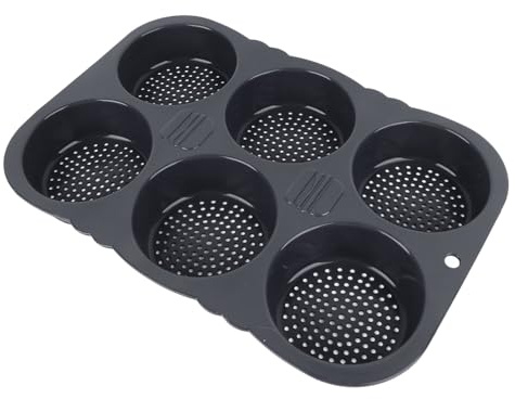 banapoy Hamburger Brötchenform, 6 Hohlräume Silikon-Burgerbrötchen-Backform, -40℉ bis +446℉ Wiederverwendbar Faltbare Brot-Backform Platte, Glutenfreie Hamburger Brötchen, Zuhause Burger