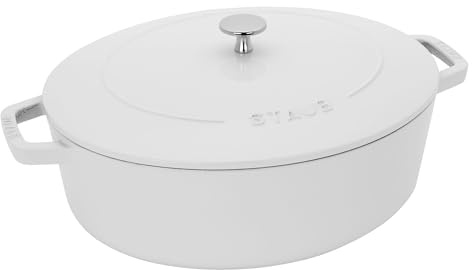 STAUB Cast Iron 6.25-qt Wide Oval Dutch Oven, Pure White