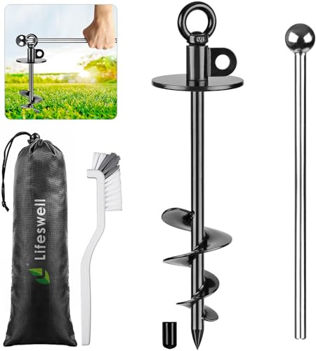 Lifeswel 40 cm hund knytpinne, slitstarkt hundankare för hundar upp till 100 kg, inget trassel, lätt att installera och ta bort, perfekt för gården, camping och strand, 1 pack (svart)