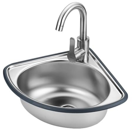 Eckwaschbecken Edelstahl Dreieckiges Waschbecken,Edelstahl Küchen Spüle Wandmontage Badezimmer Waschbecken, Einzelbecken-Handwaschbecken,Für Boot,Wohnwagen,Wohnmobil (34x34x15cm)