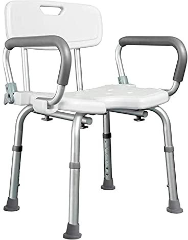 Tabourets de Bain, Chaise de Douche avec accoudoirs et Dossier rembourrés, Chaise élévatrice de Baignoire Blanche avec accoudoirs