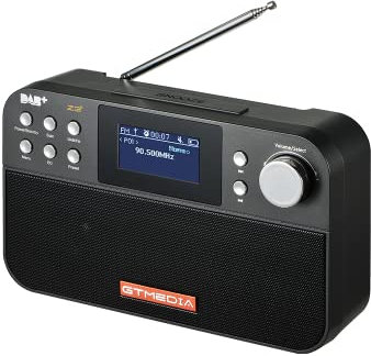 Radio Portatile con DAB+/FM, Radio Digitale DAB Plus, piccola radio portatile da cucina con timer per il sonno, 60 Stazioni Preimpostate, Display LCD da 2,4 (Nero）