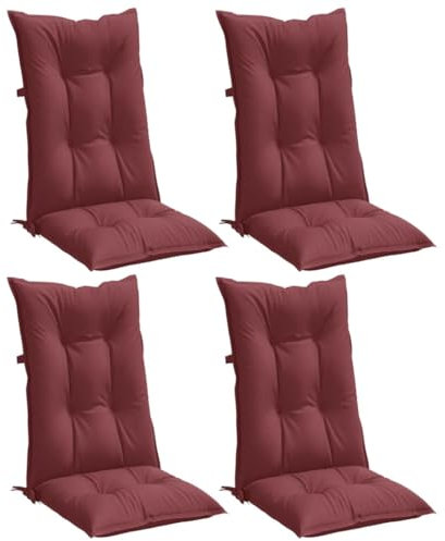 vidaXL Hochlehner-Auflagen 4 STK. Melange Weinrot 120x50x7 cm Stoff