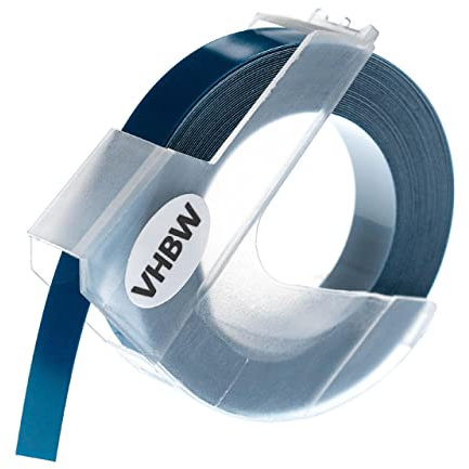vhbw 3D Prägeband-Schriftband-Kassette kompatibel mit Dymo Organizer Xpress 12965 Etiketten-Drucker 3m x 9mm Weiß auf Dunkelblau