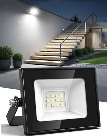 Litglobe Focos LED Exterior 10W,6500K Blanco Frío Proyector LED Exterior,1000LM Superbrillante Foco Proyector,IP66 Impermeable Iluminación de Seguridad para Patio Terraza Garaje Entrada