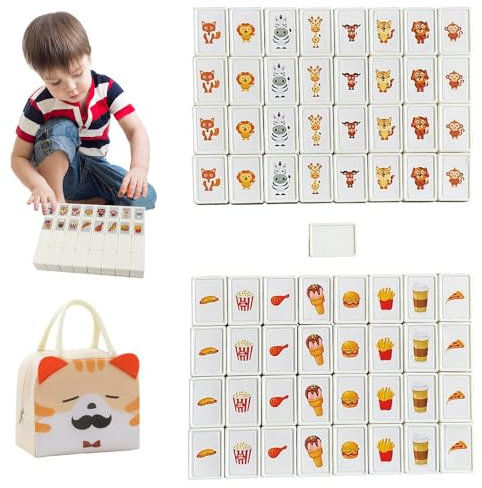 Dhqkqg Seaside Escape Spiel, 65 Blöcke 30mm Seaside Stil Escape Game im ABS Plastik Mahjong Stil, Mahjong Spiel Große Steine, Seaside Stil Escape Spiel, Seaside Stil Escape Spiel Legespiel für Kinder