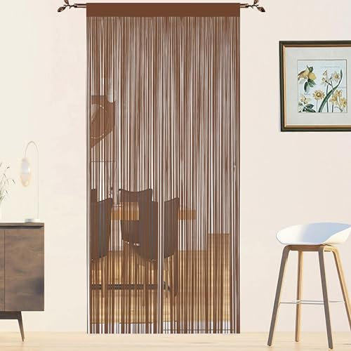 QiBoYuYe Cortina Puerta Exterior Cortina Mosquitera Tiras para Puertas Exteriores Terraza Antimoscas Salon Dormitorio Cortinas De Ventana Decoraciones para Habitaciones (Café, 90 x 245 cm)