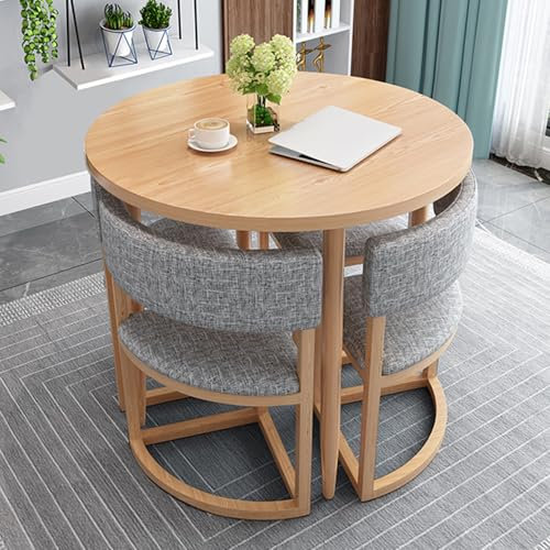 FREUPGU Kleiner Besprechungstisch, Dining Table Set 4 Chairs, Küchentisch Mit Stühlen, 1 Tisch Mit 4 Stühlen, Platzsparende Möbel, für Wohnzimmer, Balkon, Café(Light Gray)