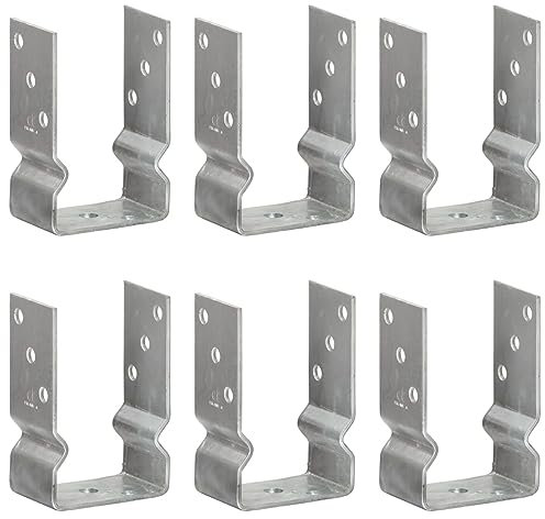 Brokky Fence Anchors 6 pcs Silver 9x6x15 cm Galvanised Steel,Fence Posts Support U Type Pergola Brackets Extender Foot Shaped Concrete in U Heavy Duty Posts Anchor Tool Spikes Steel Galvanised