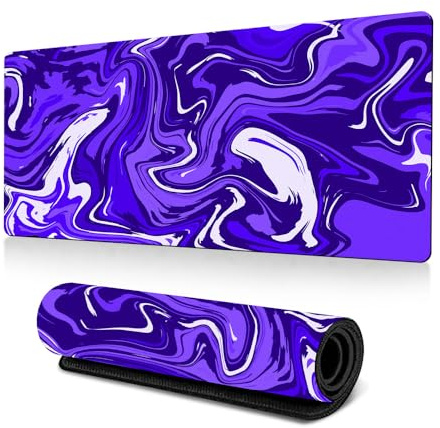 FANSU Mousepad, Abstrakte 3D Gaming Mauspad mit Vernähte Kanten, Mauspad L/XL/XXL, rutschfeste Gummibasis Mousepad Gaming, für Büro und Zuhause Mauspad Groß (900x400mm,Lila)