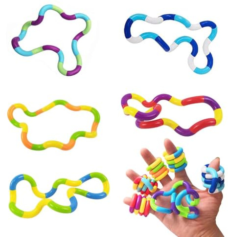 WeddHuis 5 piezas Tangle Fidget Toy, Twisty Fidget Toy, juguetes de estimulación para aliviar el estrés, ayuda para la coordinación mano-ojo, para niños/adultos con autismo sensorial, Silent