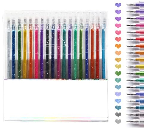 Catime 12 Stück Glitzerstifte Gel, Metallic Gelstifte, 1.0 MM Glitzer Gelschreiber Set, Mehrfarbig Gelstifte Glitzer zum Erwachsene Markieren Zeichnen Schreiben Geeignet (18 Farben)