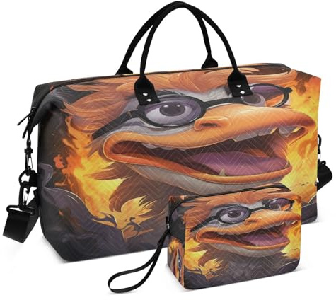 LINNIKEEEE Gefeuertes Tier Schnabeltier Reise-Seesäcke, Sporttasche, Weekender Handtasche mit Kulturbeutel für Damen Mädchen Herren