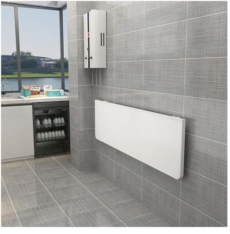 Klapptisch Klappschreibtisch Küche, Wandklapptisch Mit Abgerundete Ecken,Schwimmender Drop Leaf Schreibtisch,für Küche, Balkon,Outdoor,Kleiner Raum, WäScherei U(Size:80*24 cm/31.5*9.45 in,Color:Weiß)