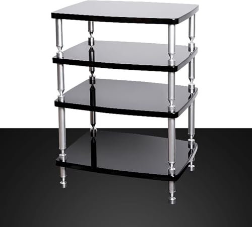 Mobile Stereo Hi Fi Rack Mobiletto per Componenti Rack Audio a Basso Profilo da Studio, Scaffale per Videogiochi Vintage per Altoparlanti DVD, Sistema di Archiviazione per Ricevitori Onkyo(Four layers